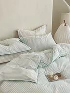 Fresh Green Striped Bedding Set