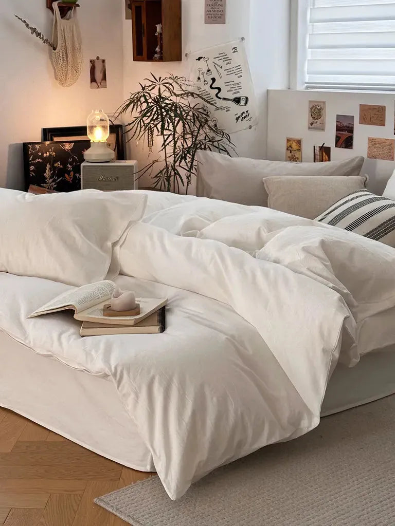 Fresh White Cotton Duvet Cover Set