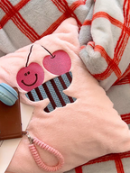 Girly Cherry & Plaid Plush Duvet Cover