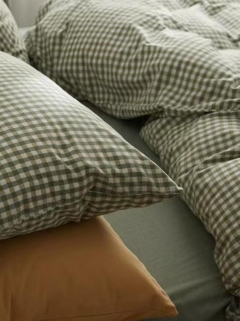 Green Gingham Duvet Cover Set