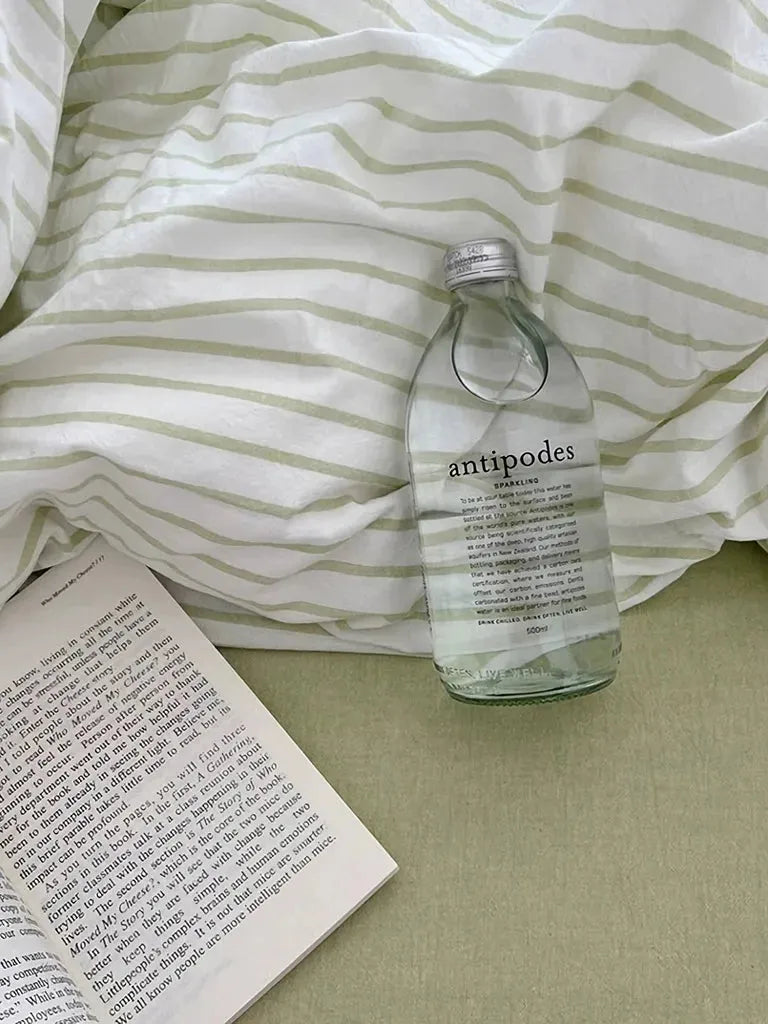 Green Striped Duvet Cover