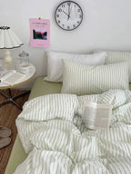 Green Striped Duvet Cover