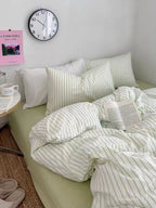 Green Striped Duvet Cover