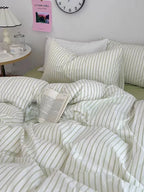 Green Striped Duvet Cover