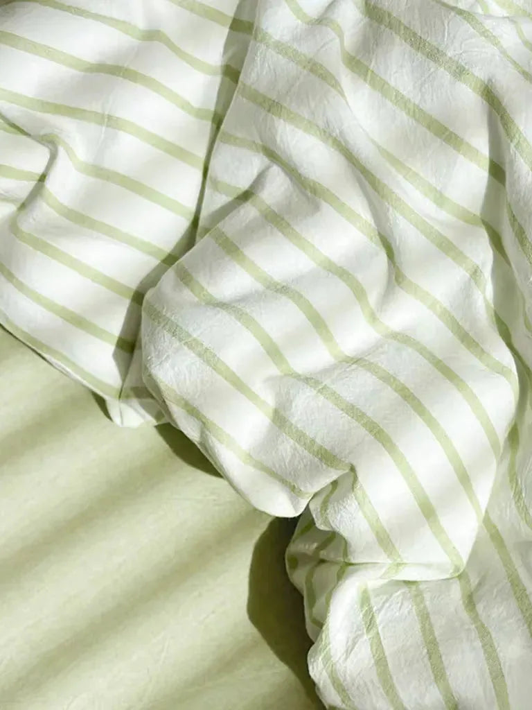 Green Striped Duvet Cover