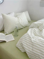 Green Striped Duvet Cover