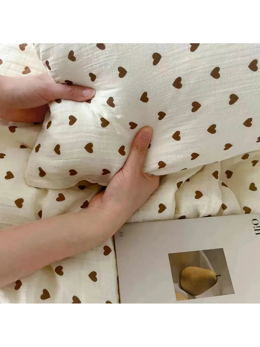 Heart Design Muslin Duvet Cover