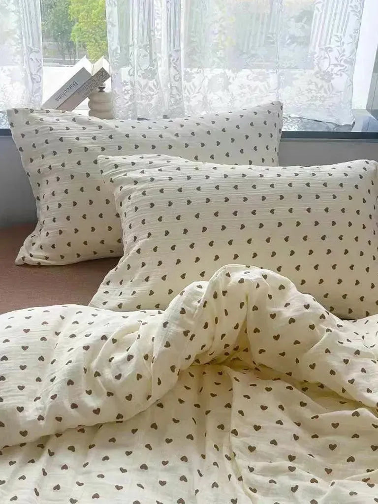 Heart Design Muslin Duvet Cover