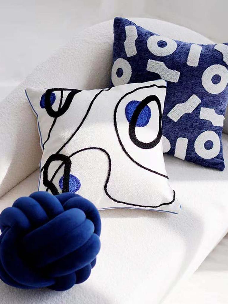 Klein Blue Tufted Throw Pillow