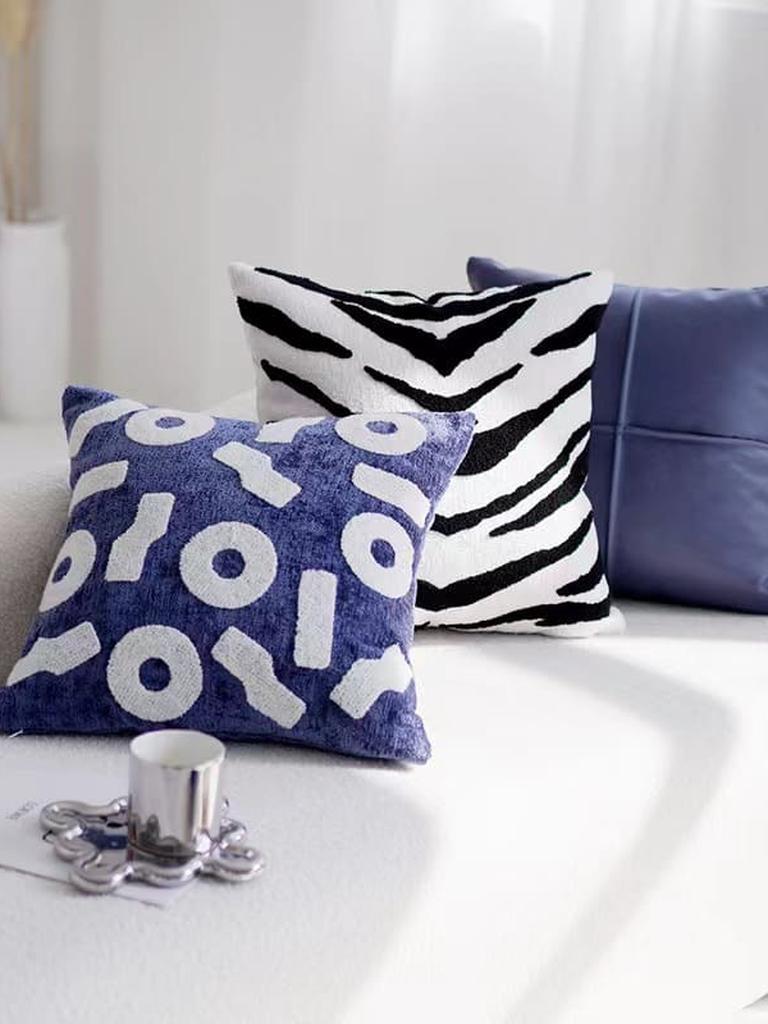 Klein Blue Tufted Throw Pillow