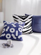 Klein Blue Tufted Throw Pillow
