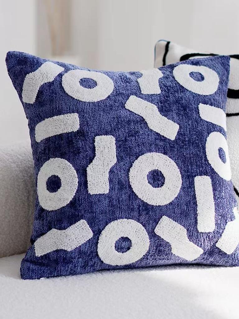 Klein Blue Tufted Throw Pillow