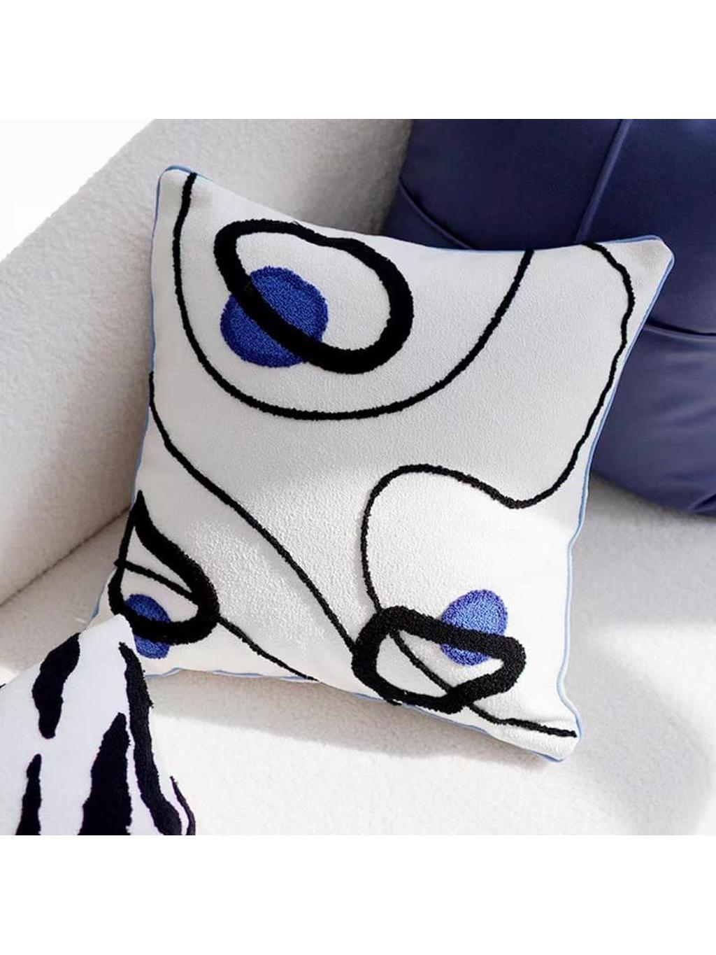 Klein Blue Tufted Throw Pillow