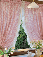 Korean Pink Gingham Curtain