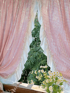 Korean Pink Gingham Curtain