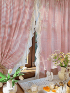 Korean Pink Gingham Curtain