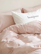 Pink Gingham Duvet Cover Set