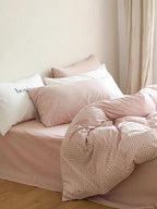 Pink Gingham Duvet Cover Set