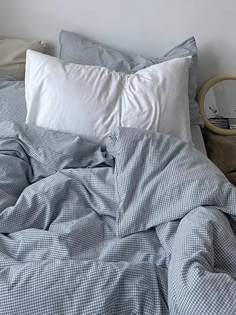 Mini Blue Gingham Bedding Set