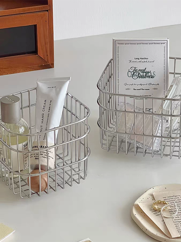 Modern Sliver Desk Storage Basket