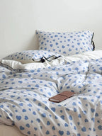 Moody Heart printed bedding set by Breezora featuring a whimsical heart design in soft, vibrant colors.