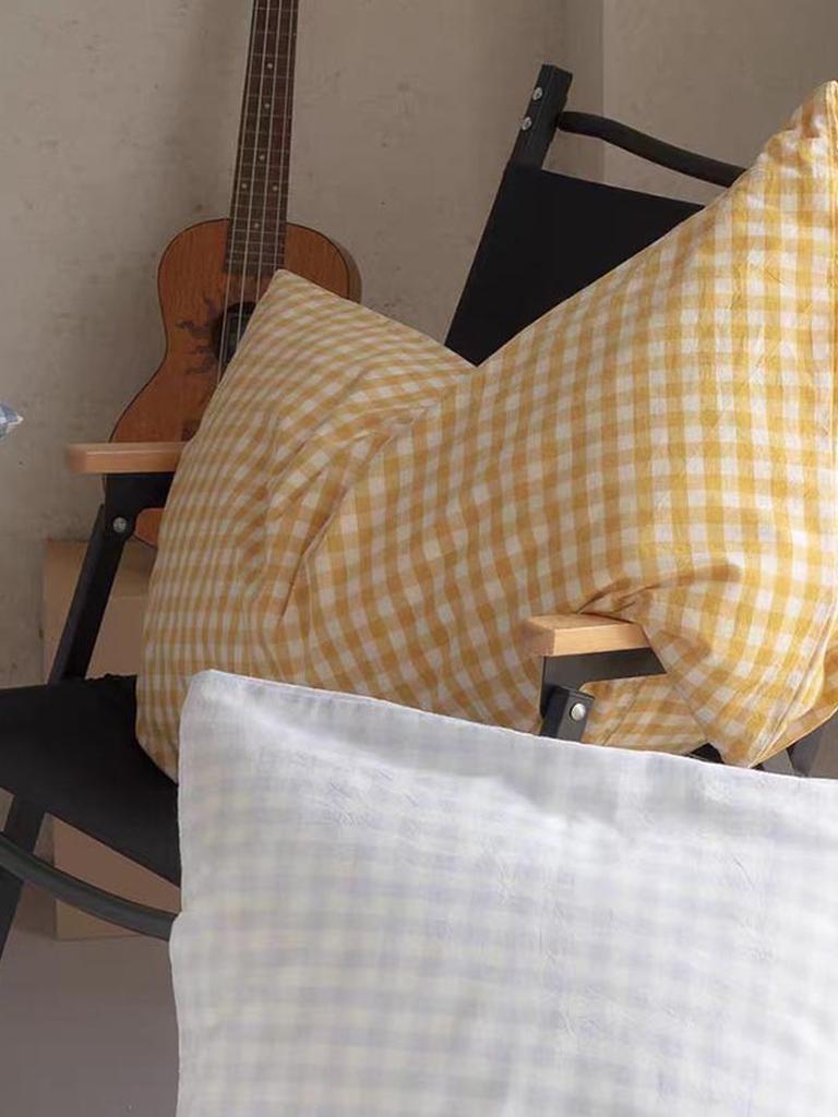 Multicolor Cotton Gingham Pillowcase