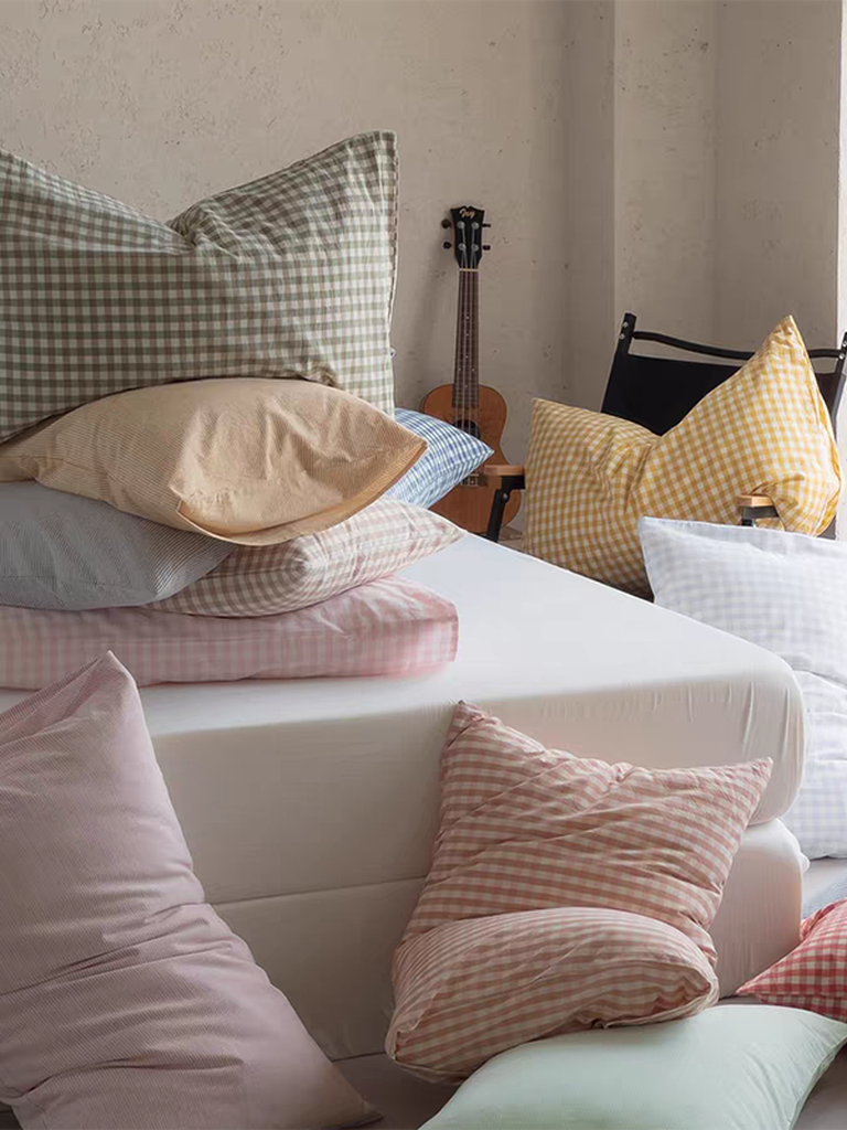 Multicolor Cotton Gingham Pillowcase