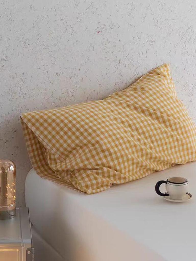 Multicolor Cotton Gingham Pillowcase