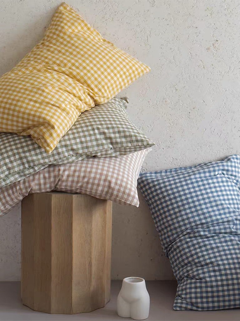 Multicolor Cotton Gingham Pillowcase