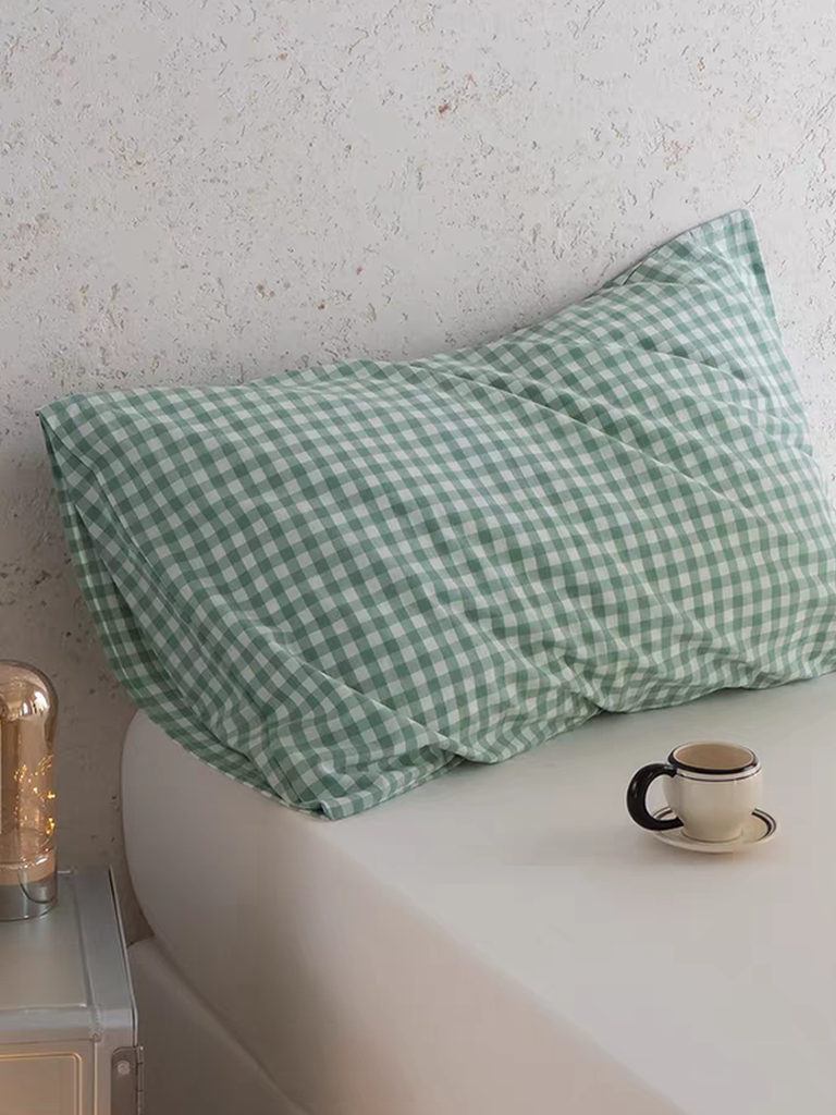 Multicolor Cotton Gingham Pillowcase