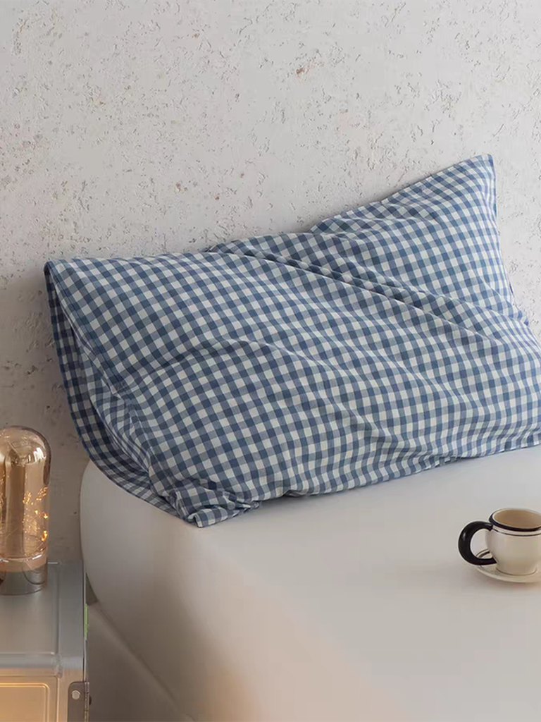 Multicolor Cotton Gingham Pillowcase