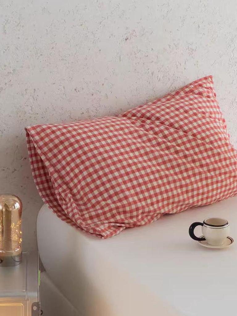Multicolor Cotton Gingham Pillowcase
