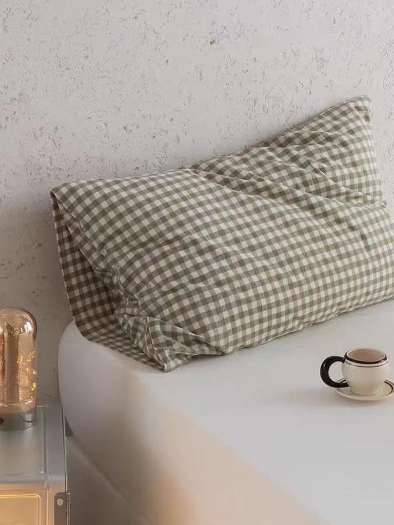 Multicolor Cotton Gingham Pillowcase