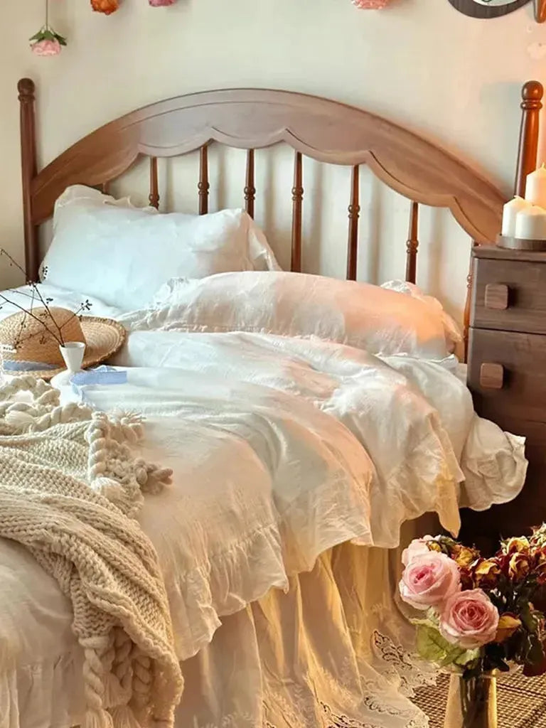 Muslin Duvet Cover Set with Ruffle