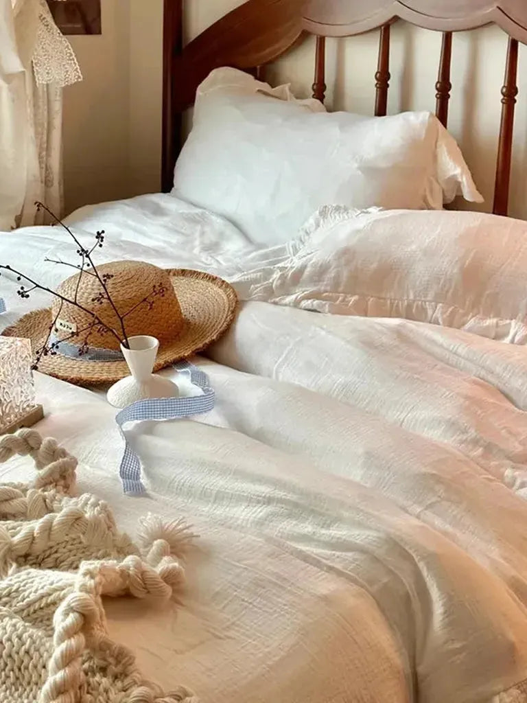 Muslin Duvet Cover Set with Ruffle