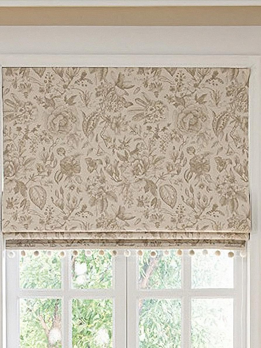 Vintage Toile Linen Blackout Roman Shade