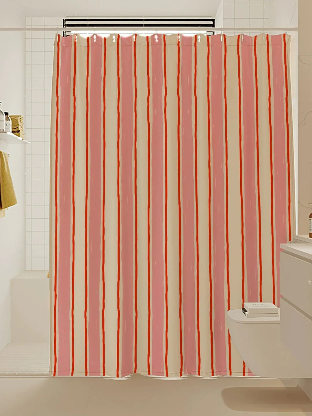 Artisan Brushstroke Watercolor Striped Shower Curtain