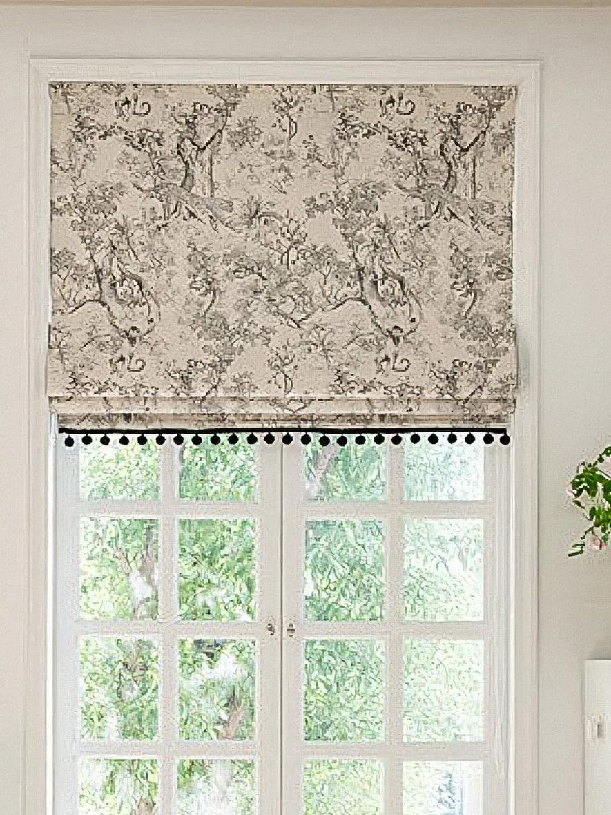 Vintage Toile Linen Blackout Roman Shade