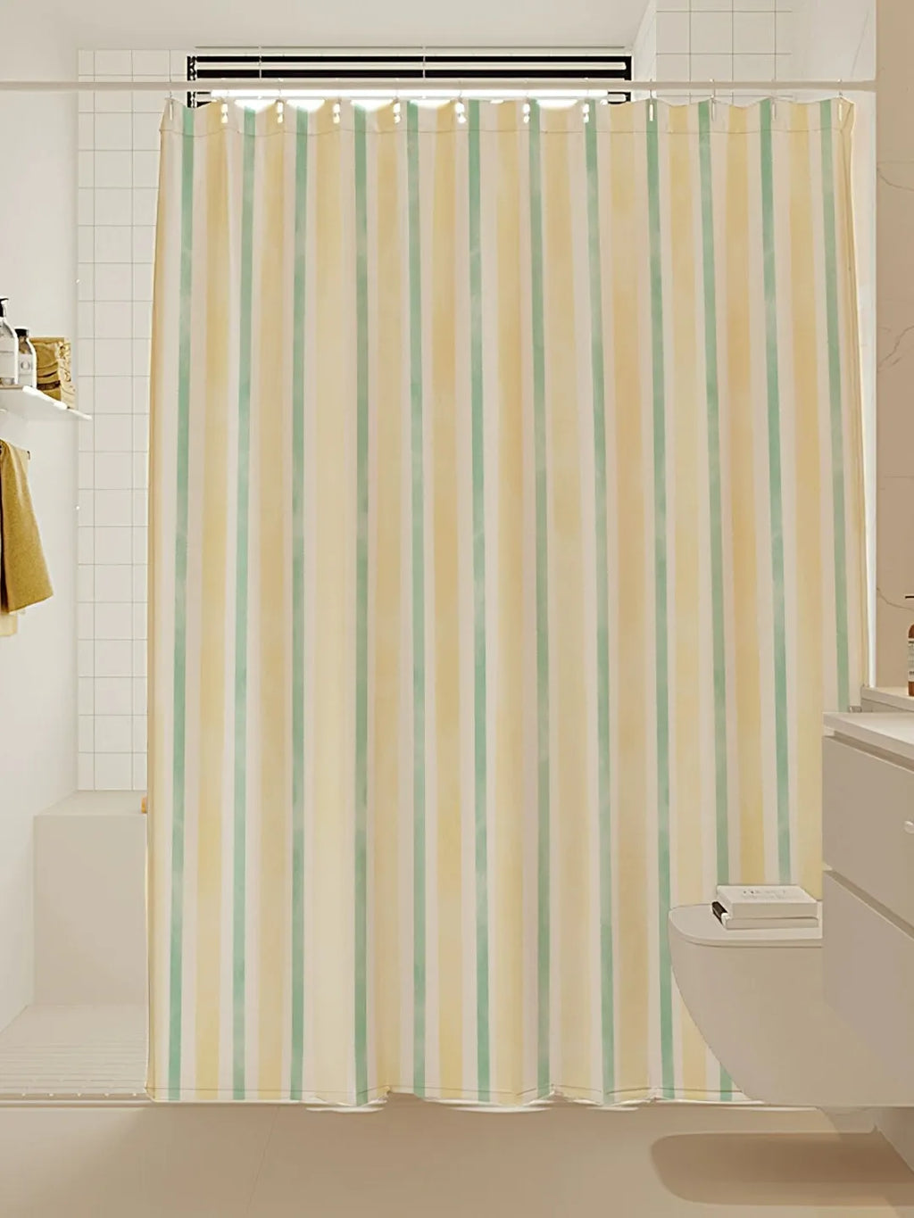 Artisan Brushstroke Watercolor Striped Shower Curtain
