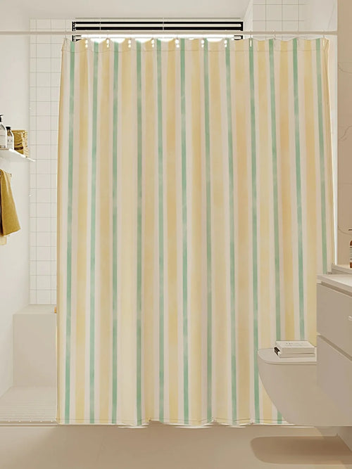 Artisan Brushstroke Watercolor Striped Shower Curtain