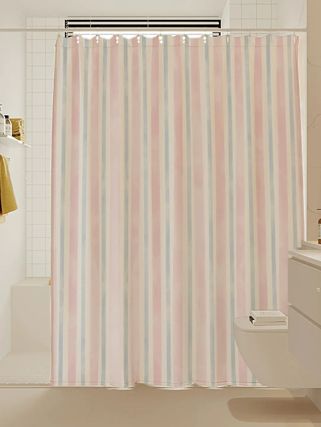 Artisan Brushstroke Watercolor Striped Shower Curtain