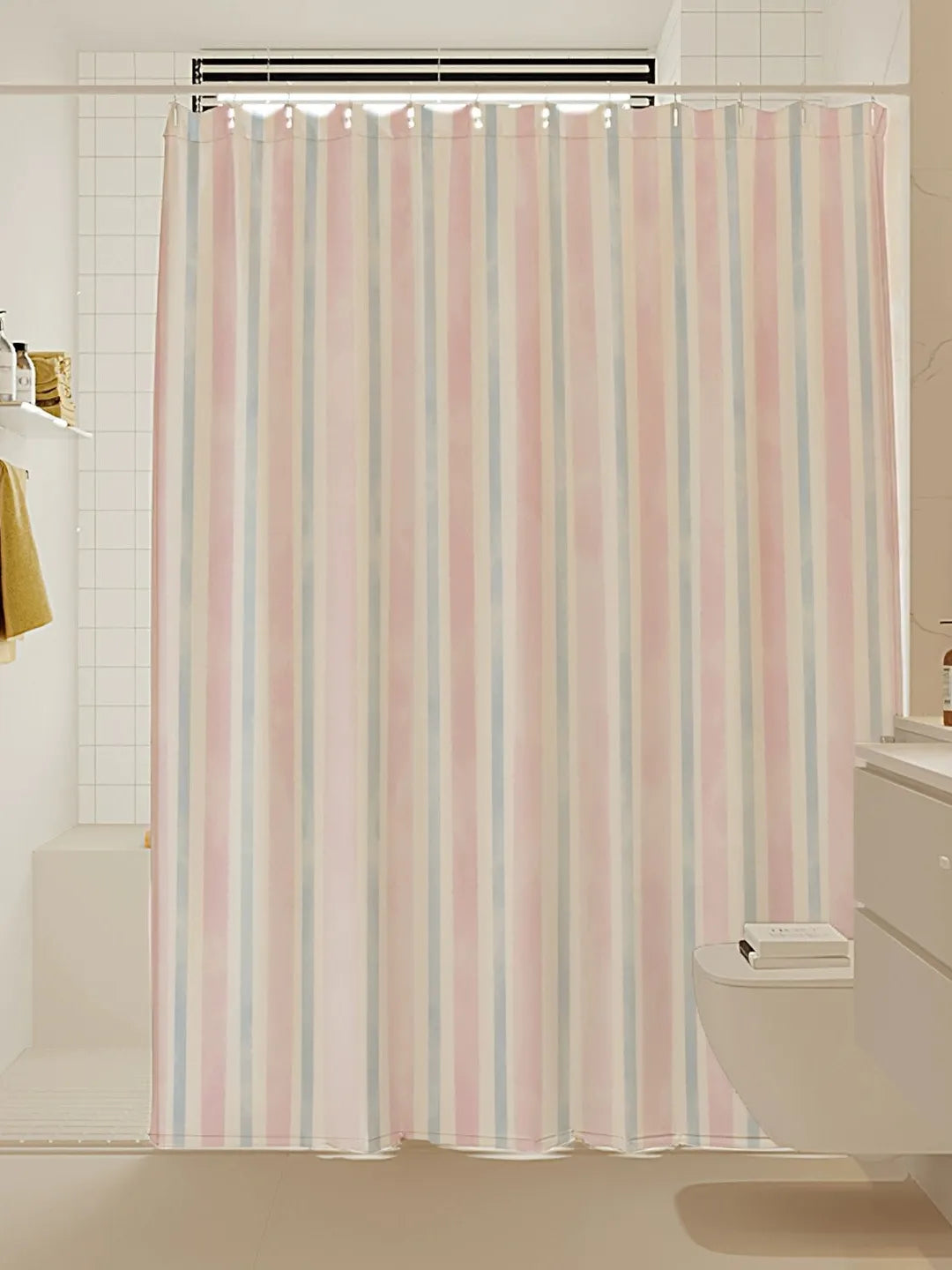Artisan Brushstroke Watercolor Striped Shower Curtain