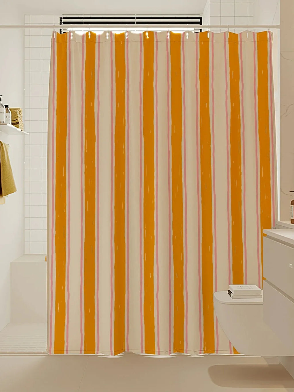 Artisan Brushstroke Watercolor Striped Shower Curtain