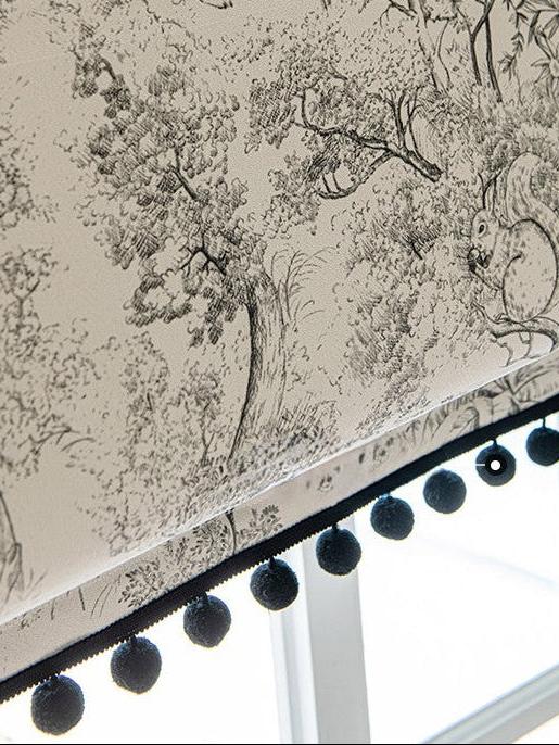 Vintage Toile Linen Blackout Roman Shade