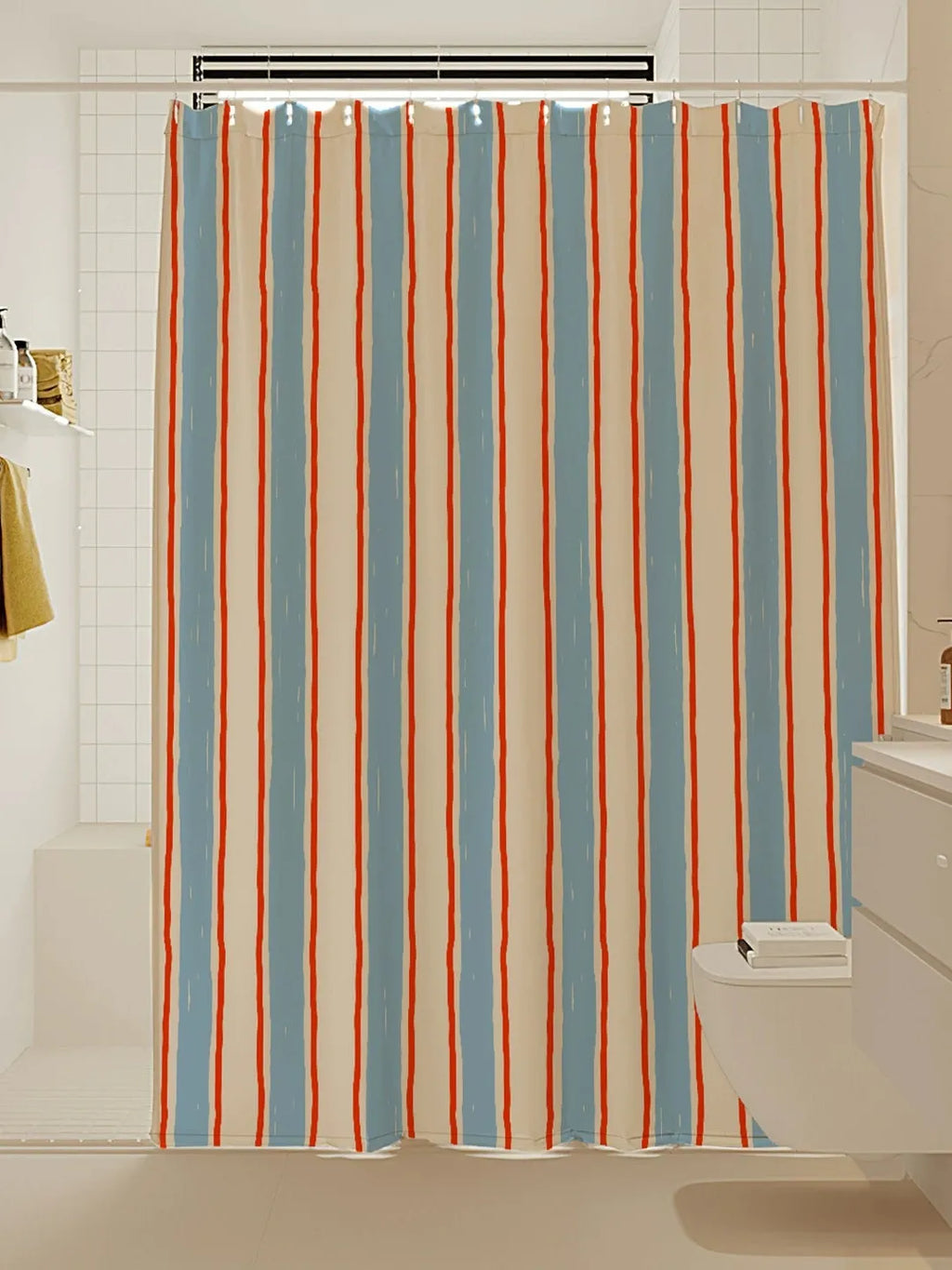 Artisan Brushstroke Watercolor Striped Shower Curtain