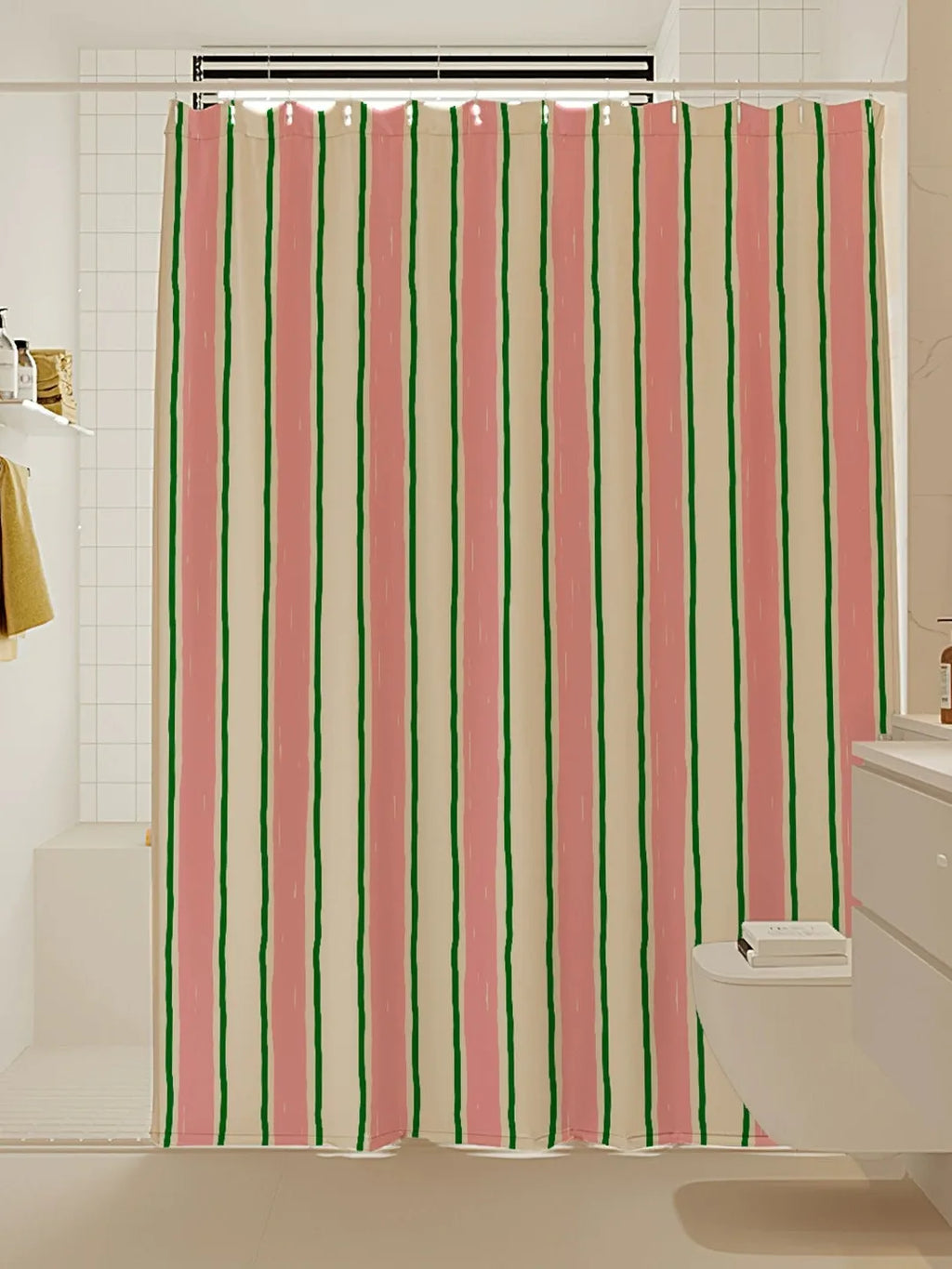 Artisan Brushstroke Watercolor Striped Shower Curtain