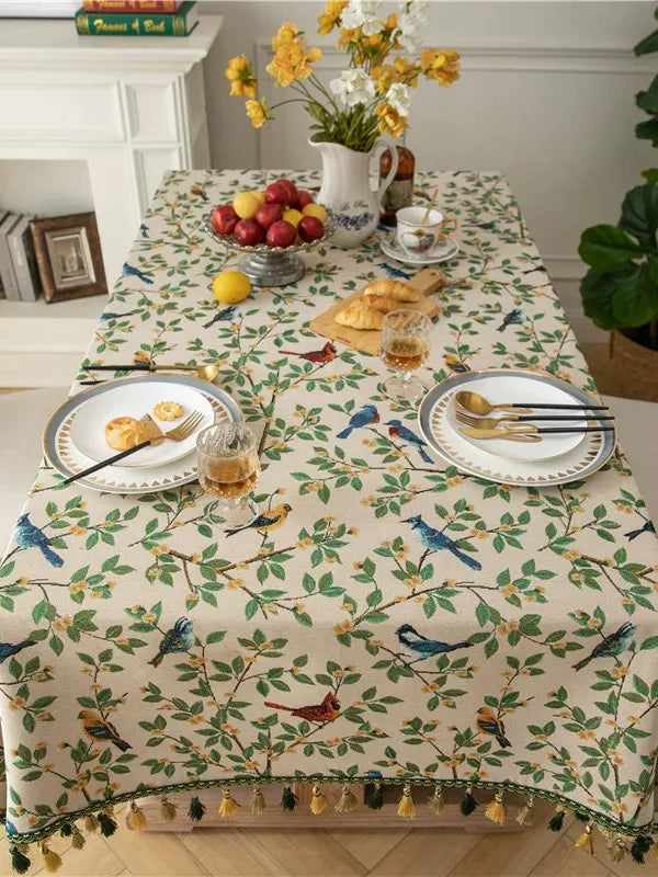 Morning Songbird Tapestry Tablecloth