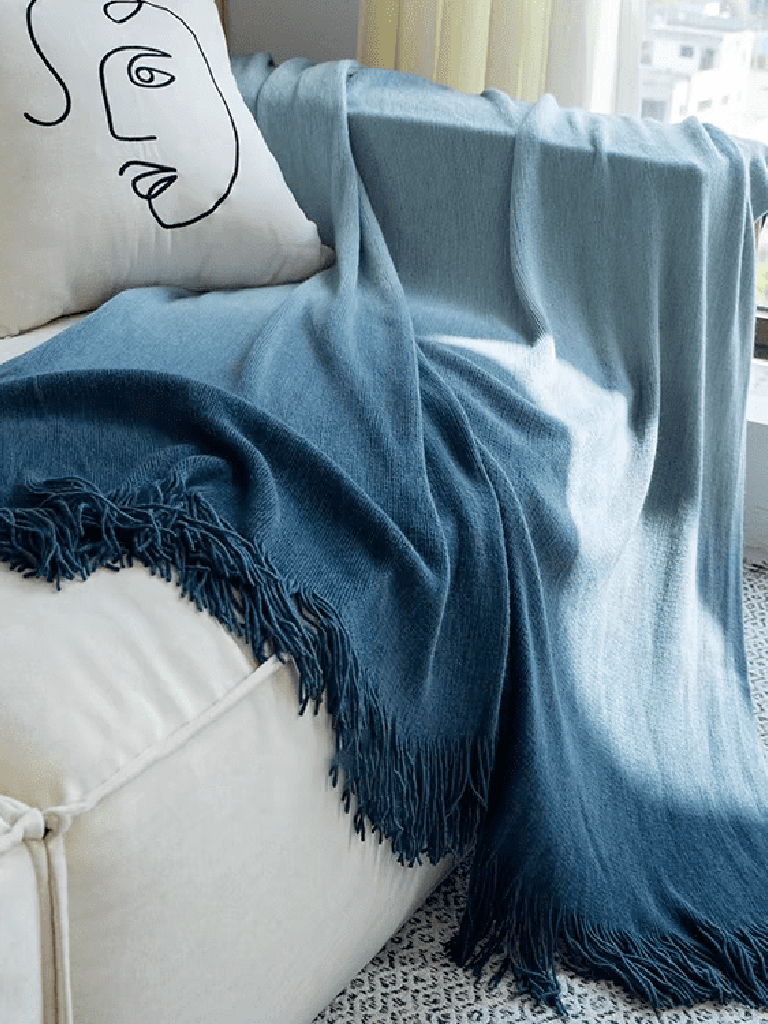 Ocean Ombre Blanket with Tassel