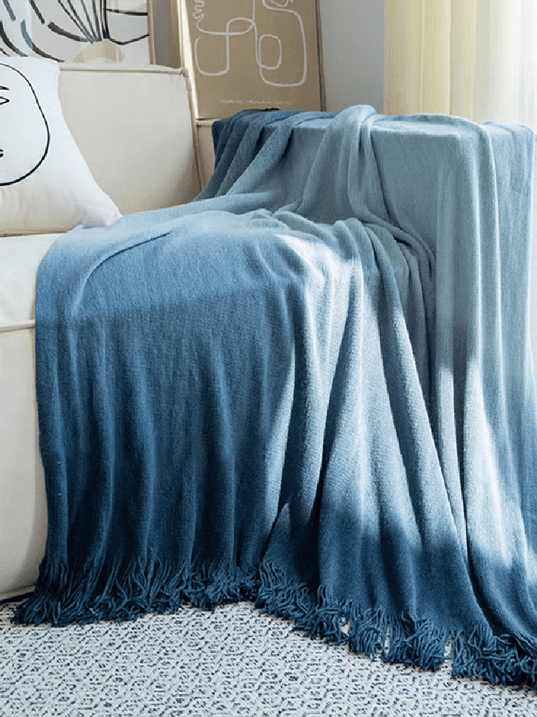 Ocean Ombre Blanket with Tassel