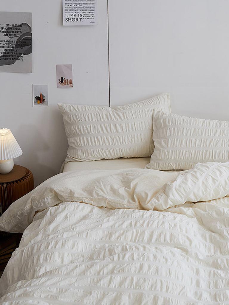 Organic Cream Seersucker Duvet Cover